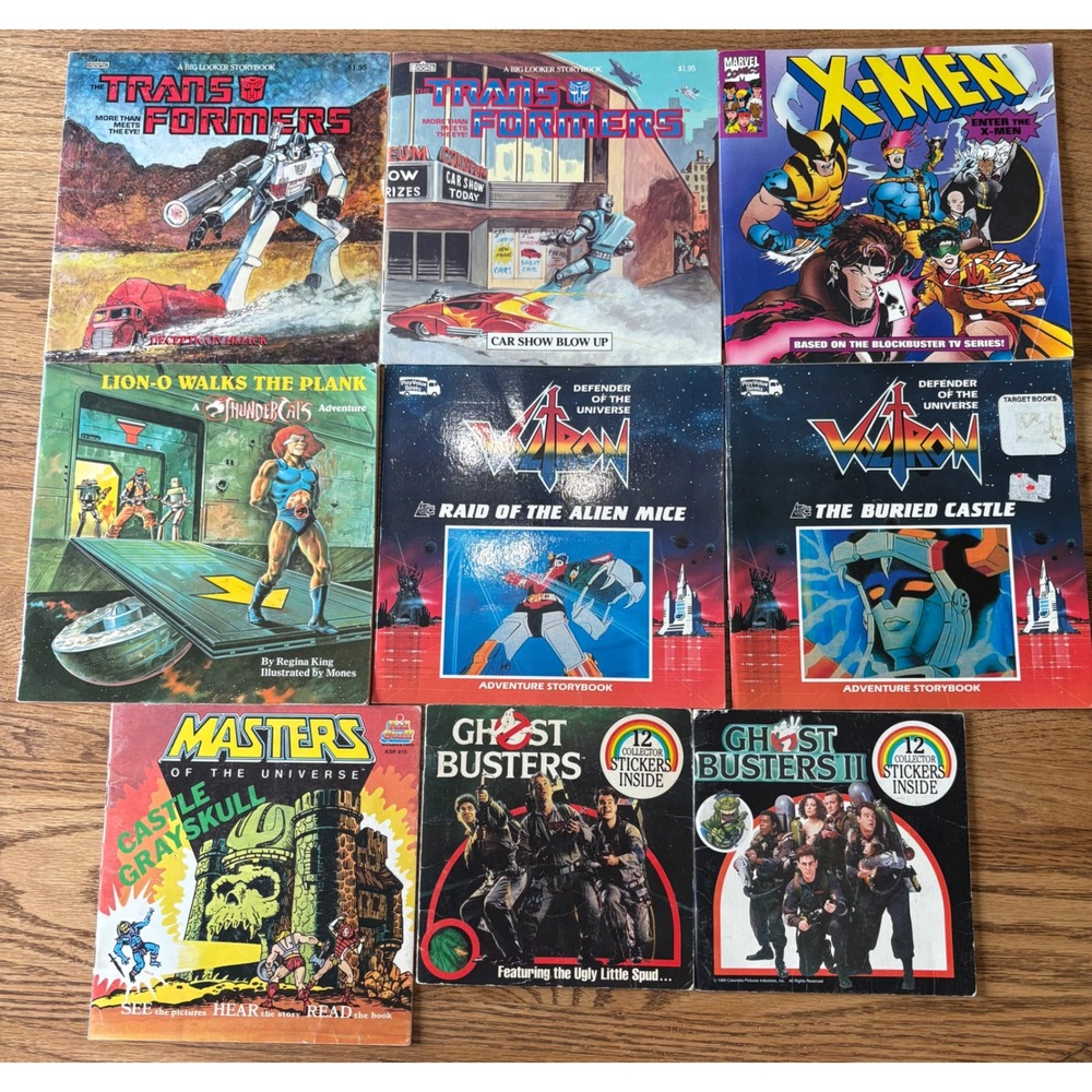 Vintage 80s Storybook Lot Transformers Voltron Ghostbusters Thundercats MOTU 9pc